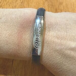 iRenew Energy Balance Bracelet Stainless Steel Black Silicone Band Unisex Silver
